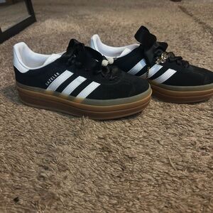 Adidas Gazelle bold Black and White Sneakers with Gum Sole